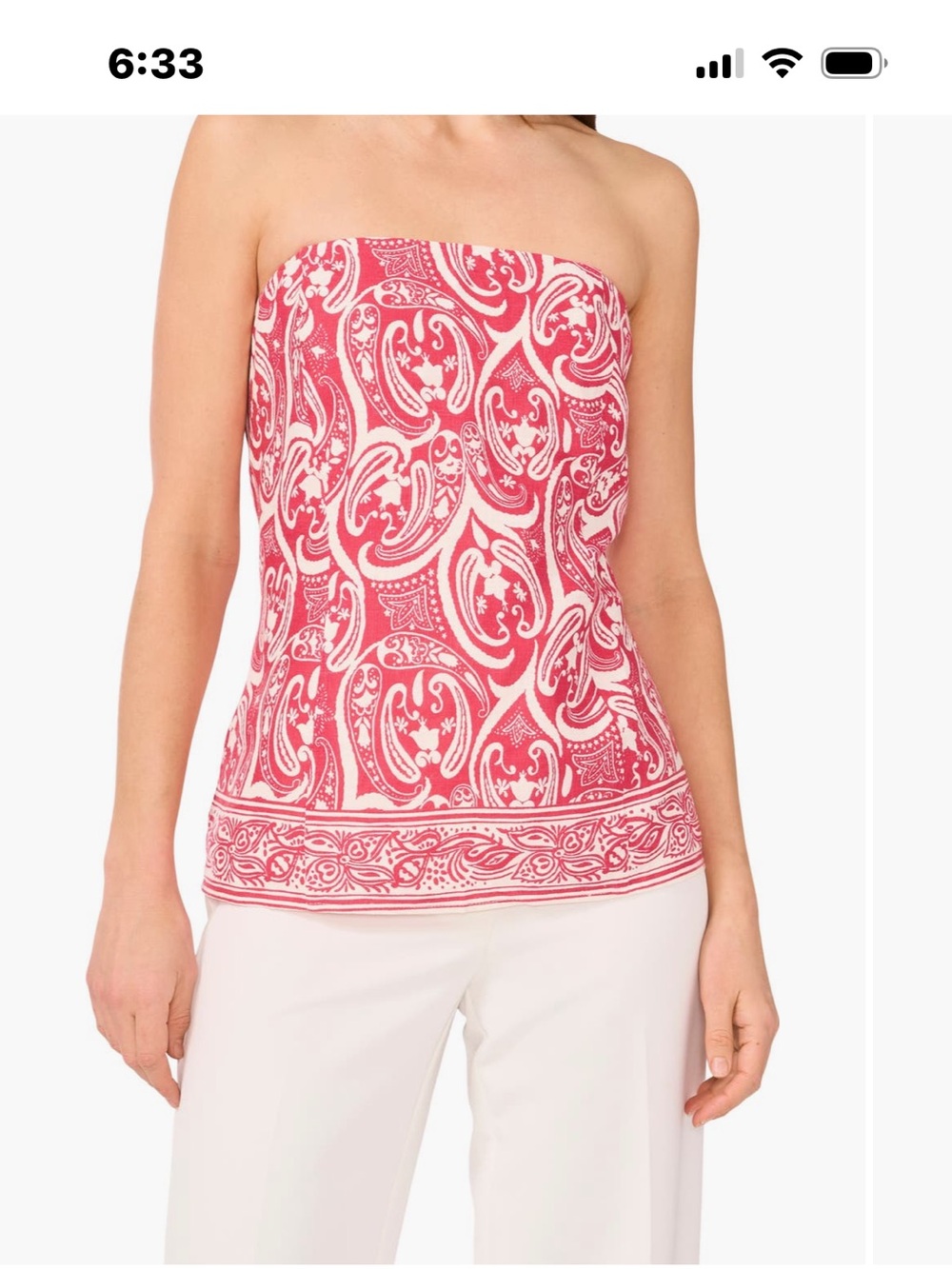 1. State Pink and White Paisley Crop Top